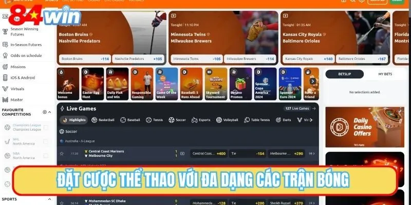 Đặt cược thể thao với đa dạng các trận bóng 